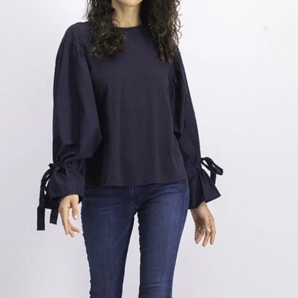 MNG Balloon Sleeve Wrist Tie Top - Picture 1 of 12